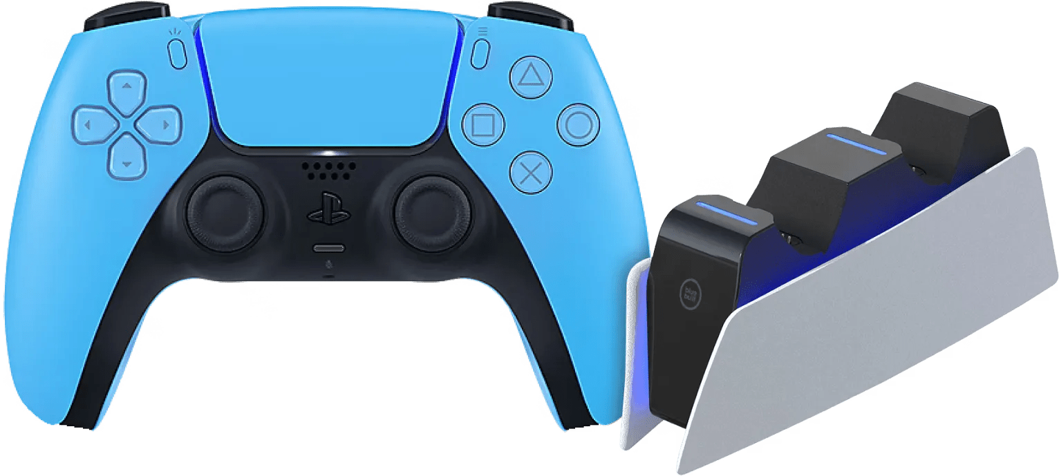 Sony PlayStation 5 DualSense Draadloze Controller Starlight Blue + BlueBuilt oplaadstation