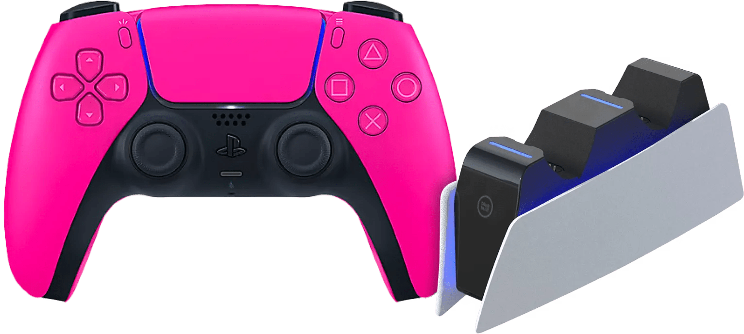 Sony PlayStation 5 DualSense Draadloze Controller Nova Pink + BlueBuilt oplaadstation