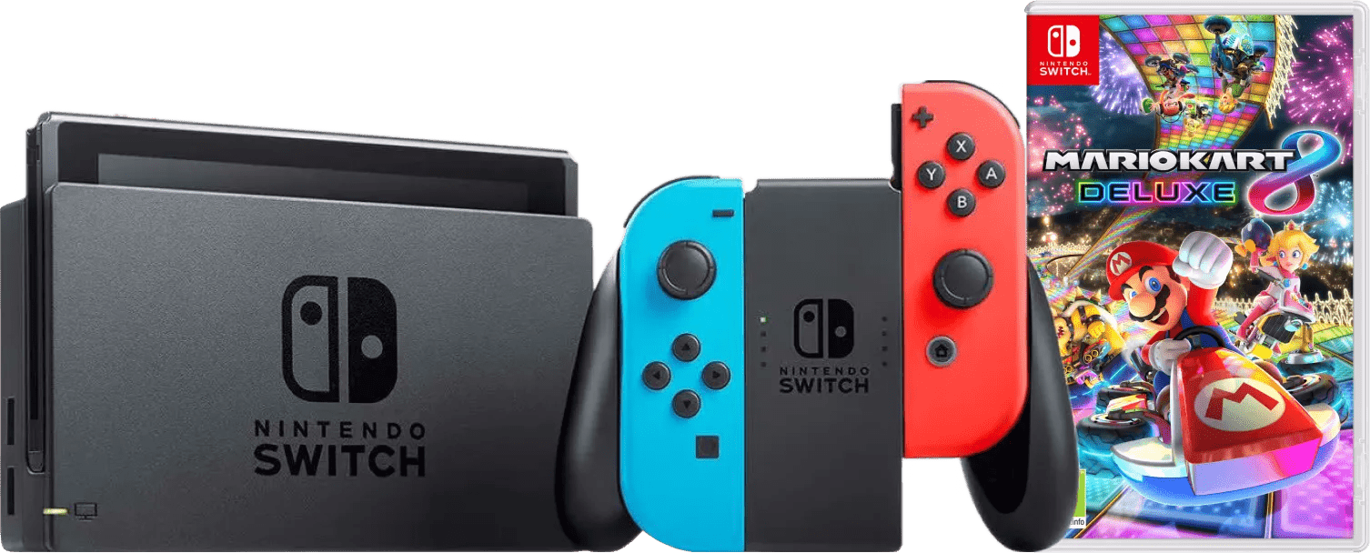Nintendo Switch Rood/Blauw + Mario Kart 8 Deluxe