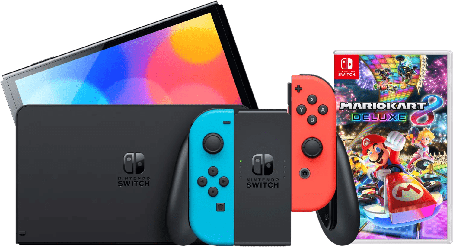 Nintendo Switch OLED Blauw Rood + Mario Kart 8 Deluxe
