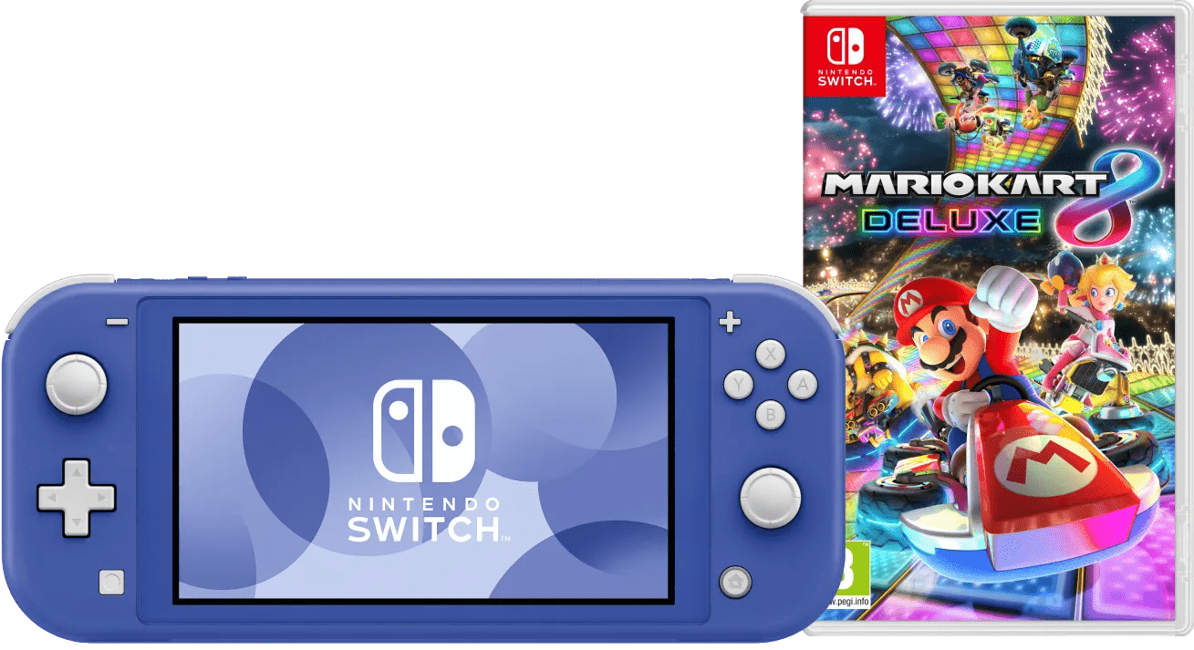 Nintendo Switch Lite Blauw + Mario Kart 8 Deluxe Switch