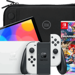 Nintendo Switch OLED Wit + Mario Kart 8 Deluxe + BlueBuilt Beschermhoes
