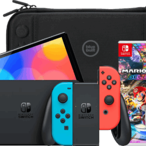 Nintendo Switch OLED Blauw/Rood + Mario Kart 8 Deluxe + BlueBuilt Beschermhoes
