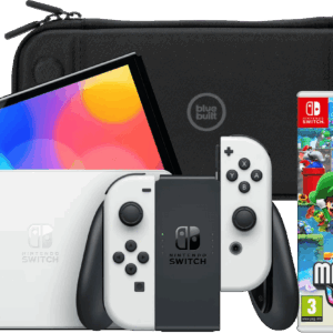 Nintendo Switch OLED Wit + Super Mario Bros. Wonder + BlueBuilt Beschermhoes