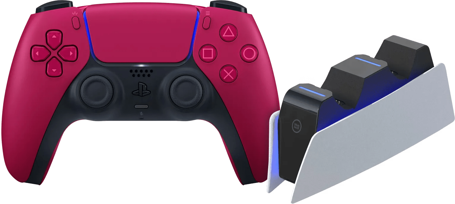 Sony PlayStation 5 DualSense Draadloze Controller Cosmic Red + BlueBuilt oplaadstation