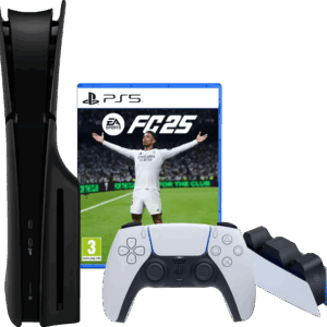 PlayStation 5 Slim Disc Edition + FC 25 + Covers Zwart + Oplaadstation