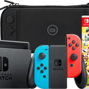 Nintendo Switch Rood/Blauw + Mario Party Jamboree + BlueBuilt Beschermhoes
