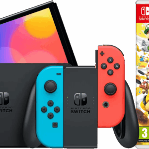 Nintendo Switch OLED Blauw Rood + Mario Party Jamboree